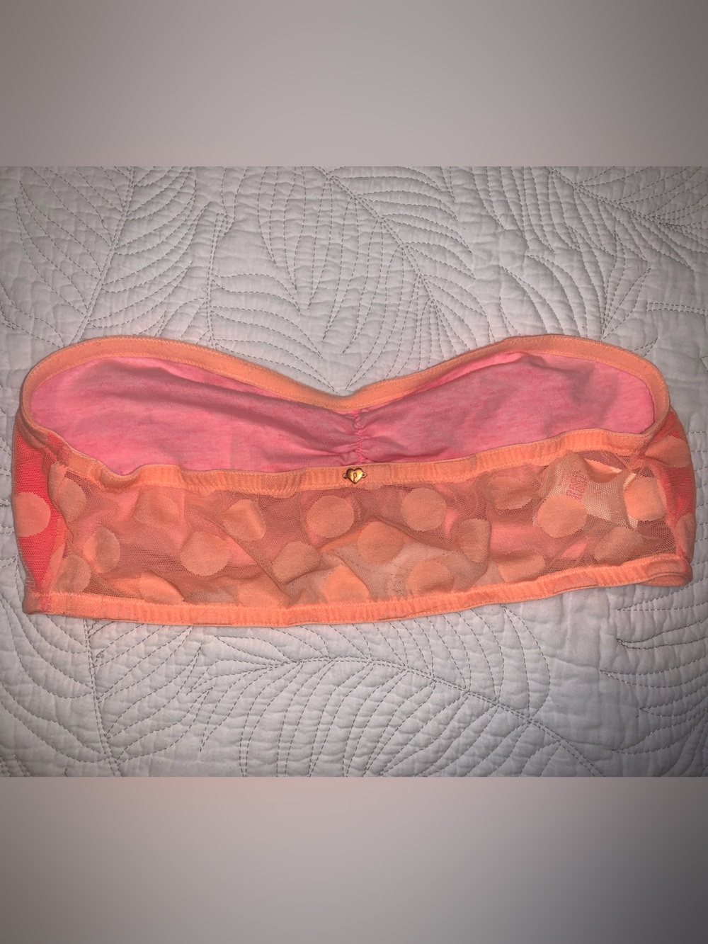Victoria’s Secret VS PINK Strapless Bandeau Bralette Coral Orange NWT Size L